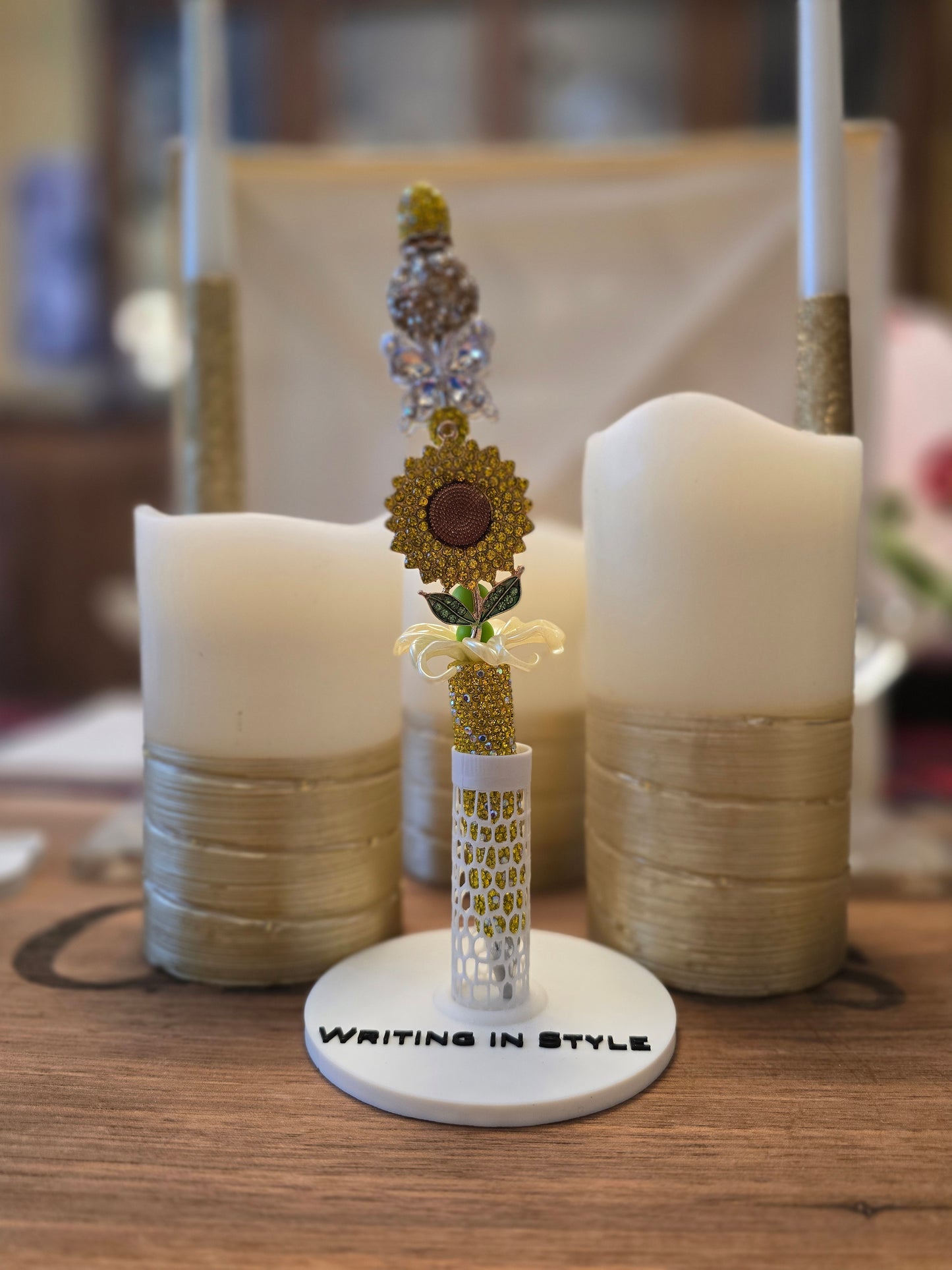 Collector's Golden Sunflower Luxe Beaded Pen – Radiant Statement Pen