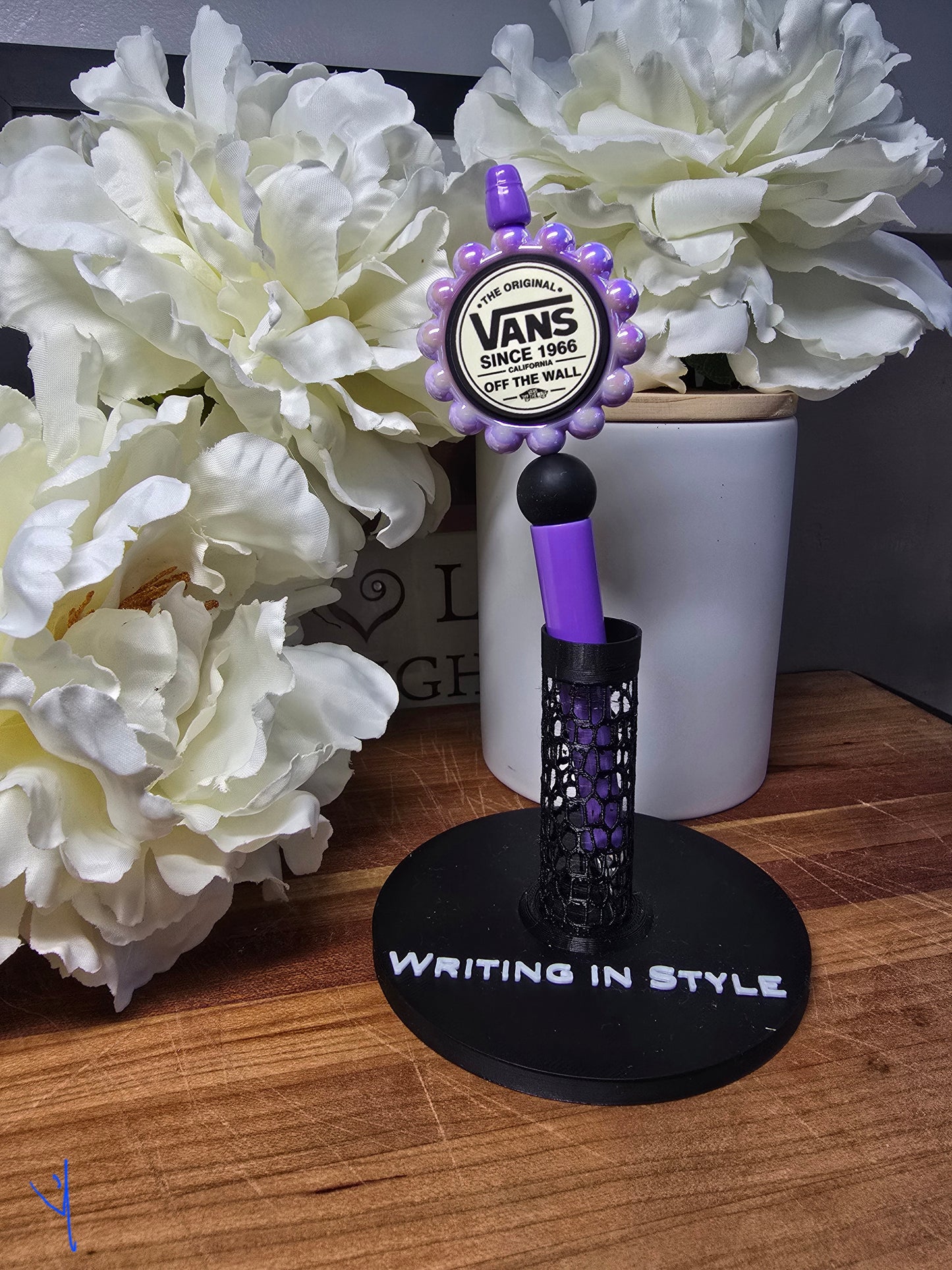 Purple Street Style Beaded Pen – Skater-Inspired Handmade Statement Pen