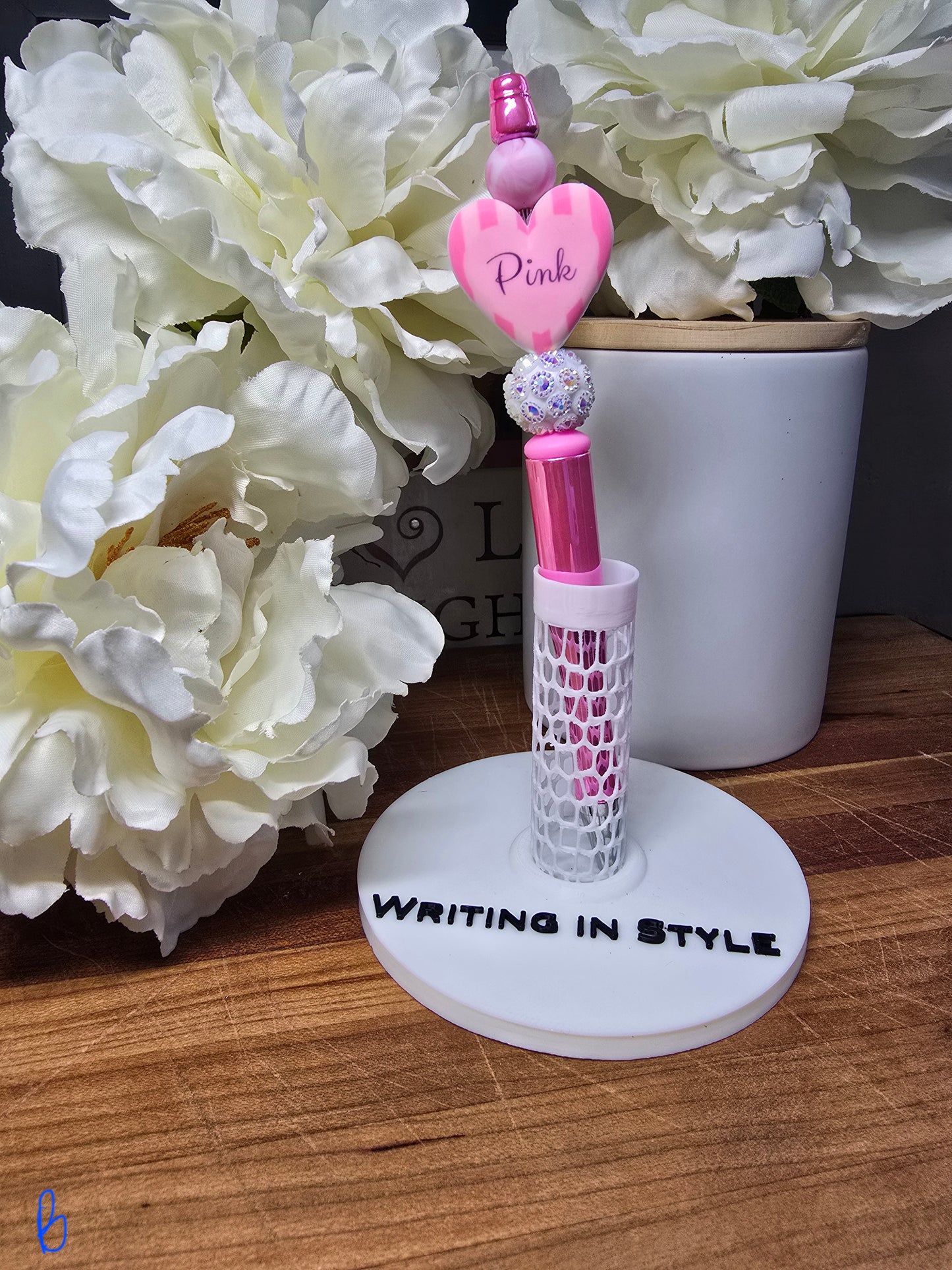 Pink Heart Beaded Pen