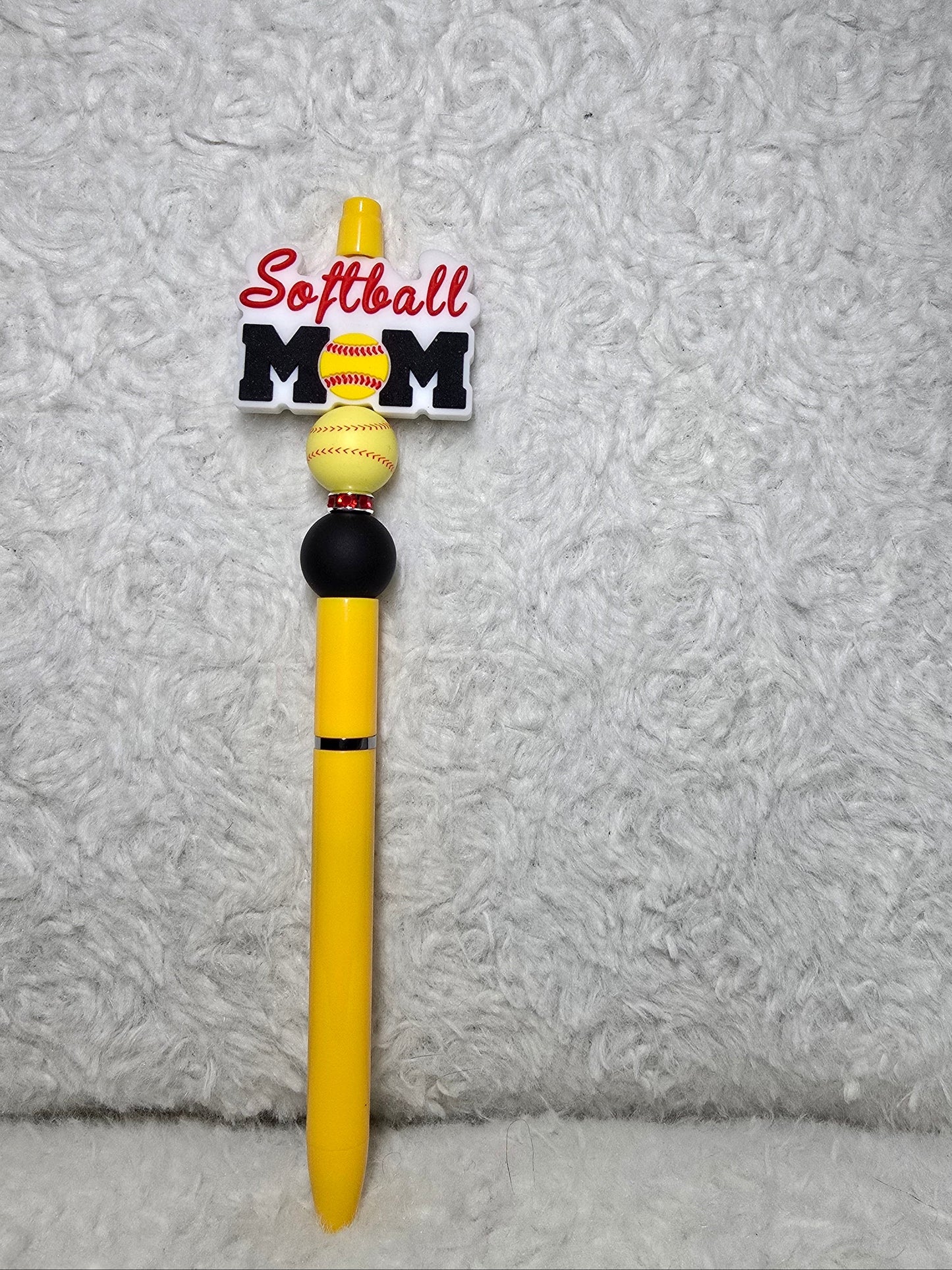 Softball Mom Beaded Pen – Bright Yellow