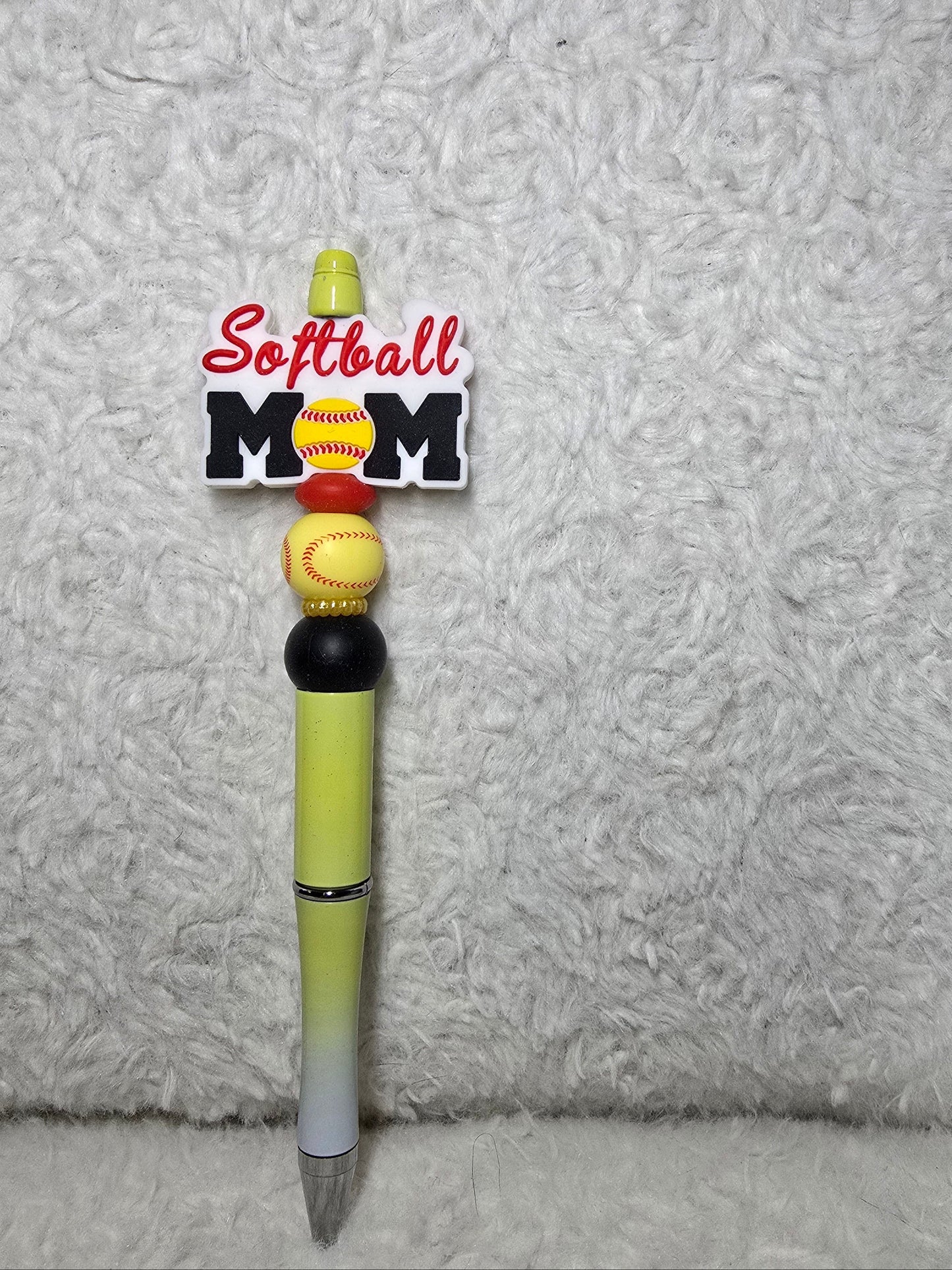 Softball Mom Beaded Pen – Lime Fade
