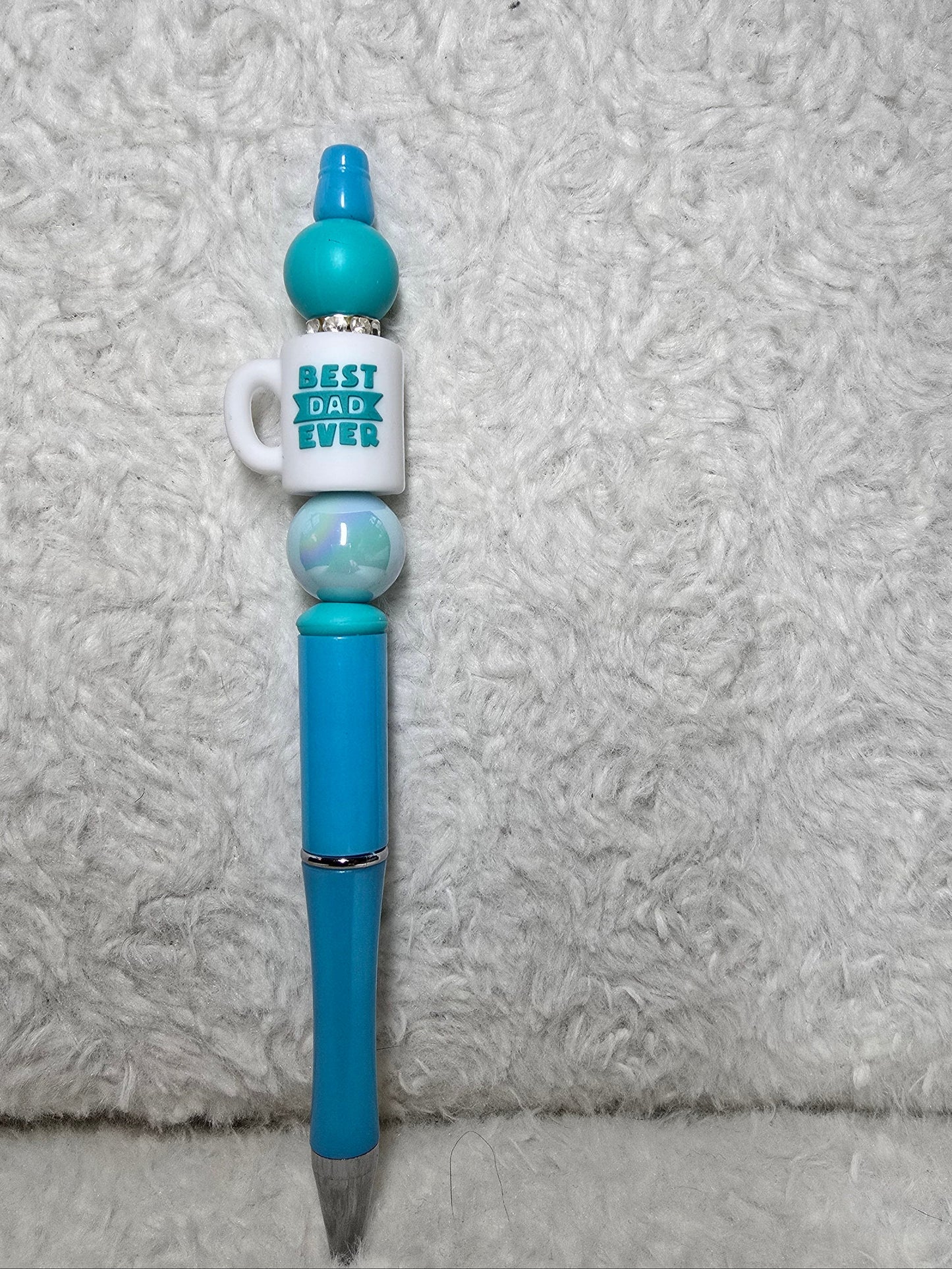 Best Dad Ever Beaded Pen – Aqua Blue
