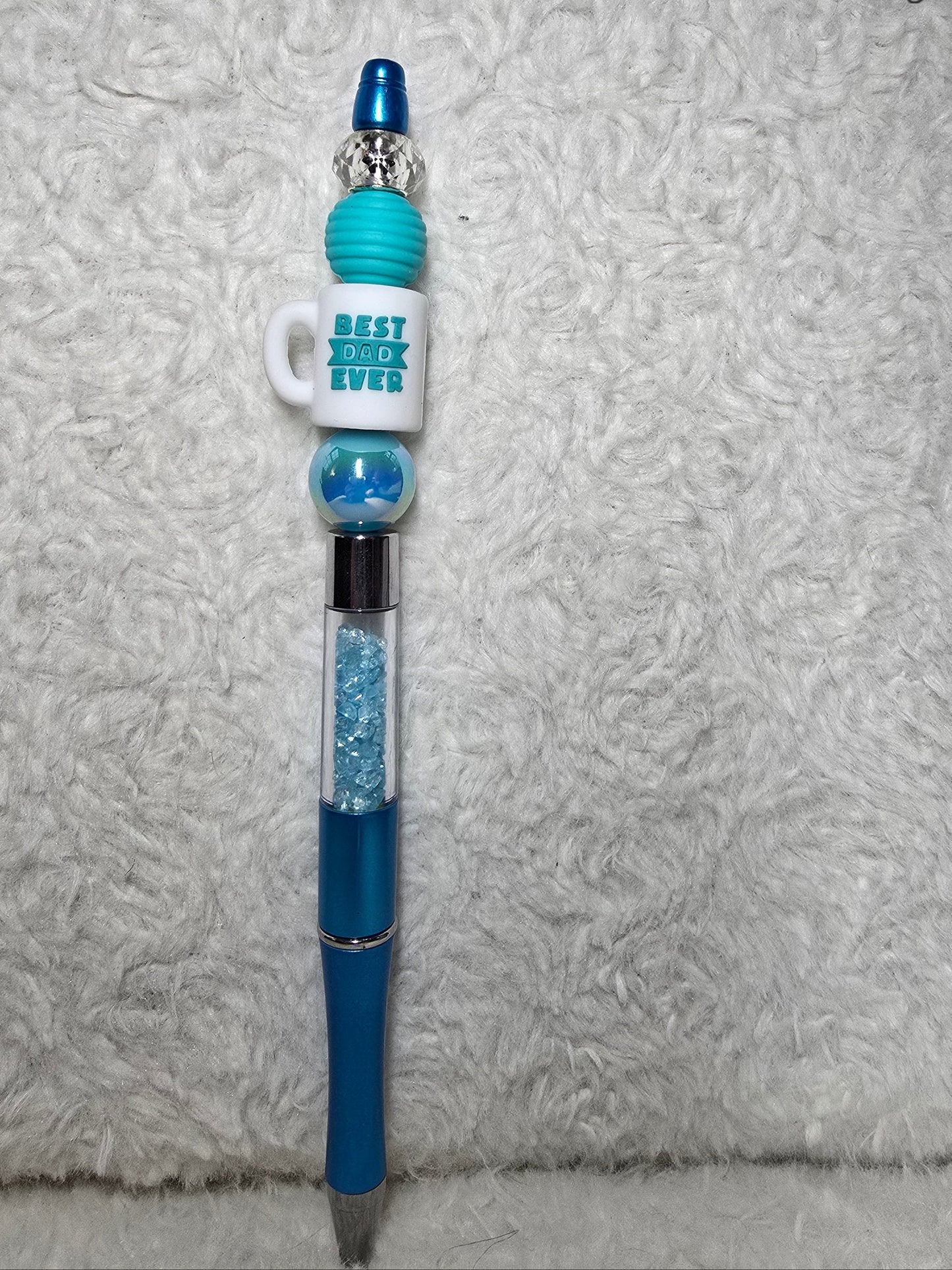 Best Dad Ever Beaded Pen – Crystal Blue