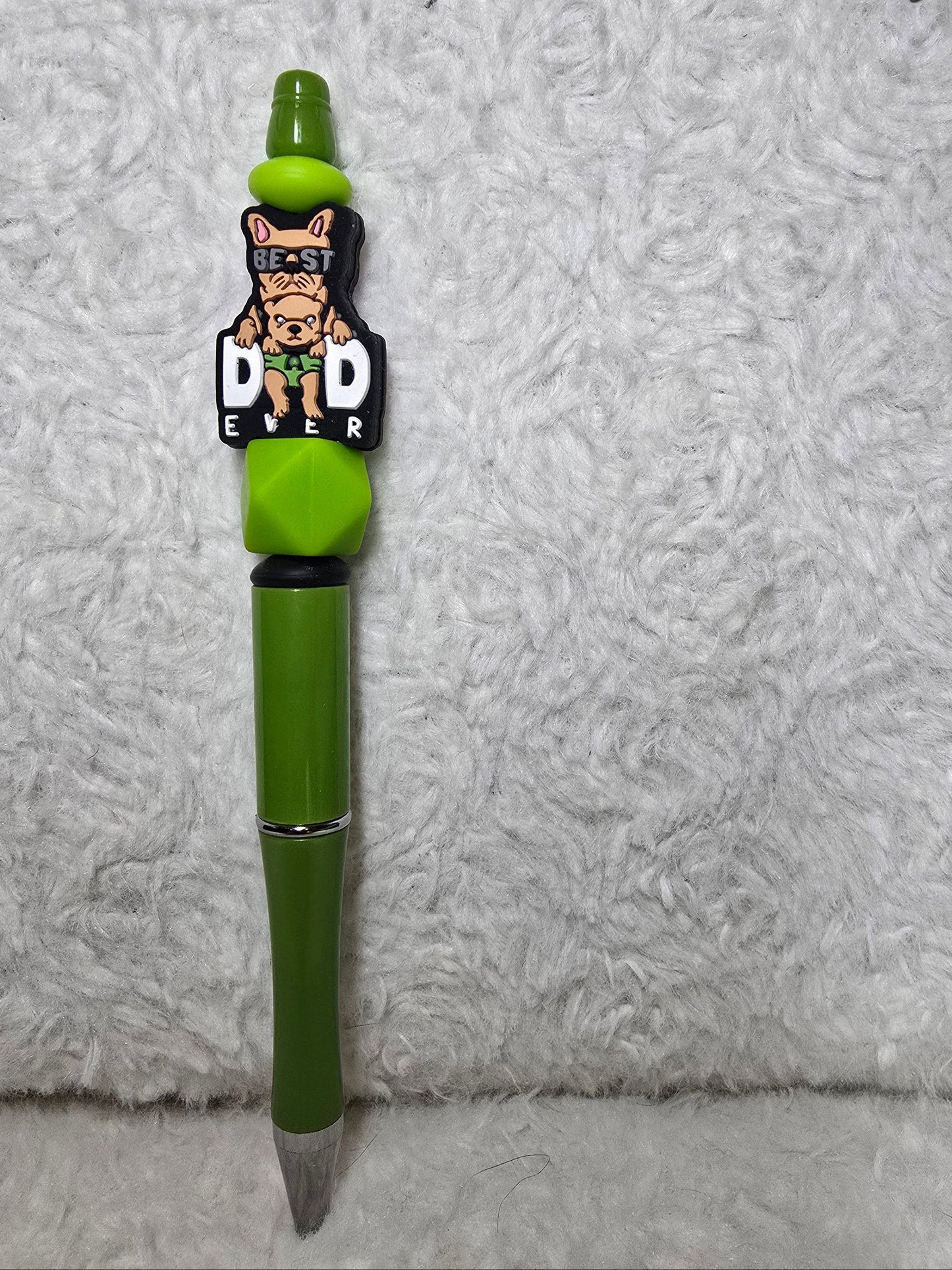 Best Dog Dad Ever Beaded Pen – Green