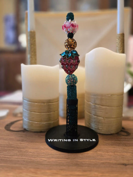Collector's Crystal Strawberry Beaded Pen