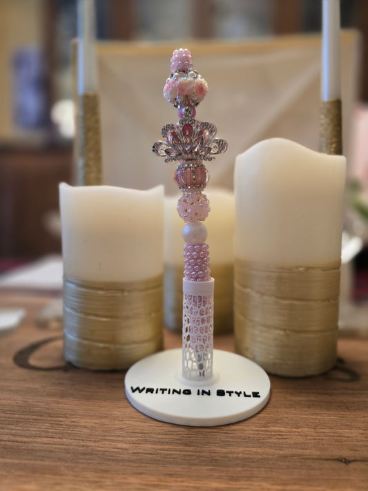 Collector's Blush Crown Beaded Pen – Soft Royalty