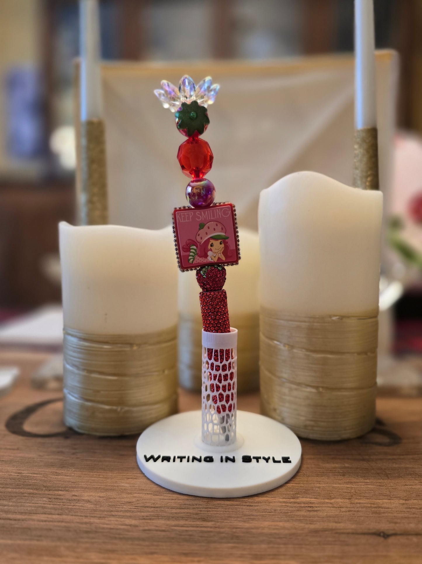 Collector's Strawberry Smile Luxe Beaded Pen – Whimsical Pop Style