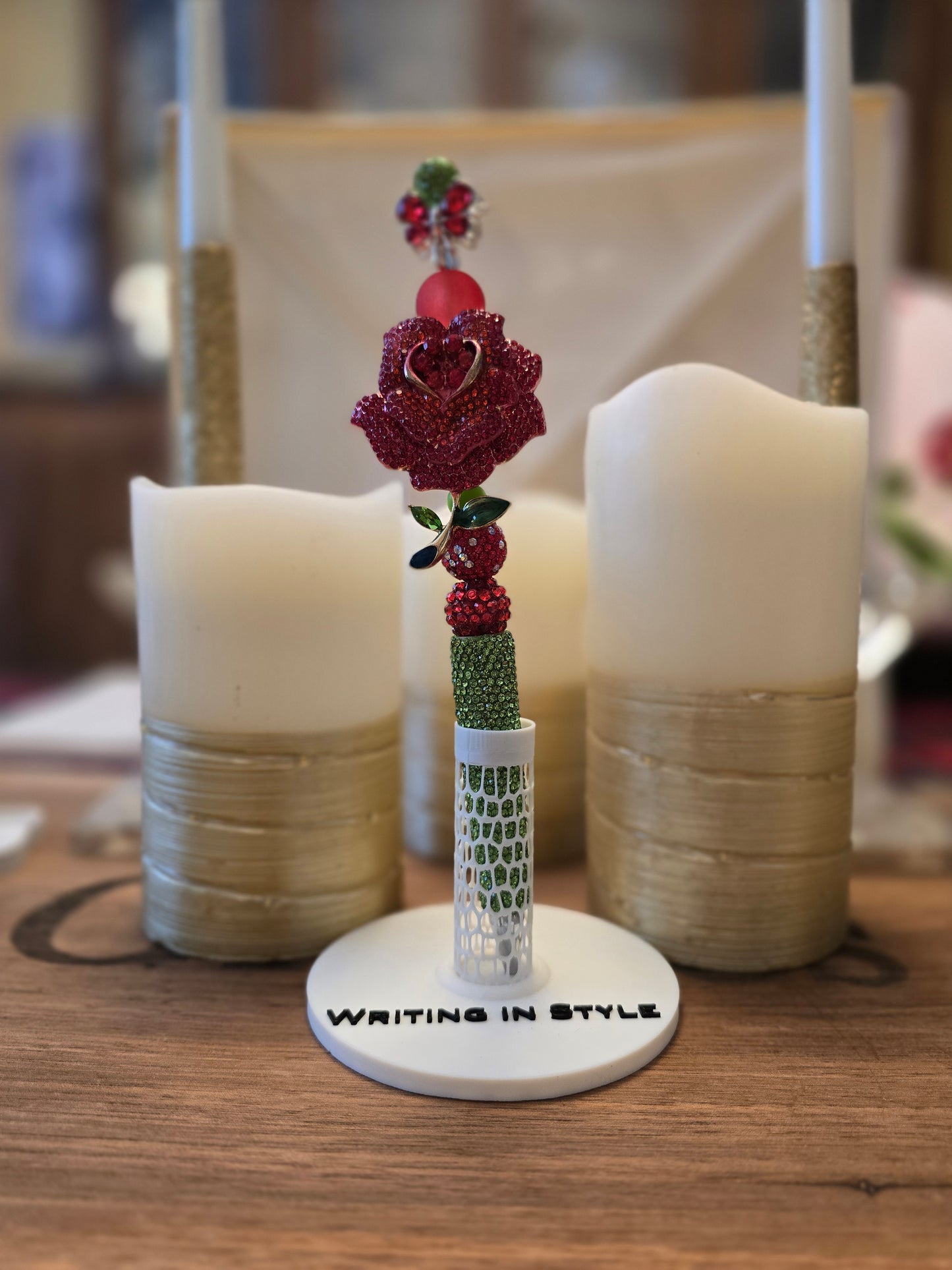 Collector's Crimson Rose Heart Luxe Beaded Pen – Romantic Heirloom