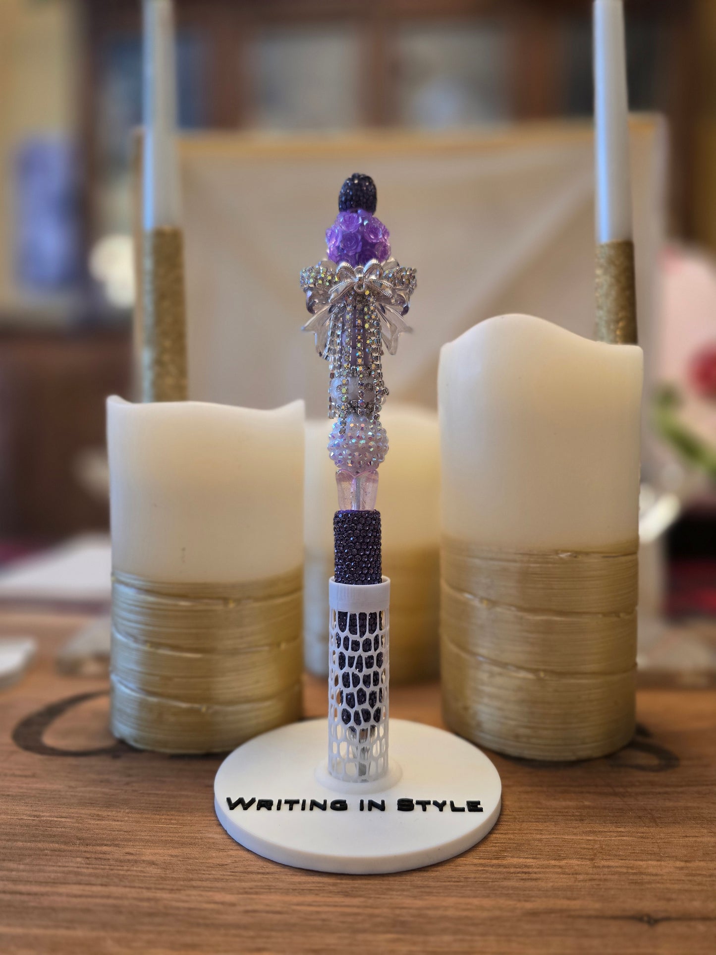 Collector's Lavender Crystal Bow Luxe Beaded Pen – Couture Heirloom Style