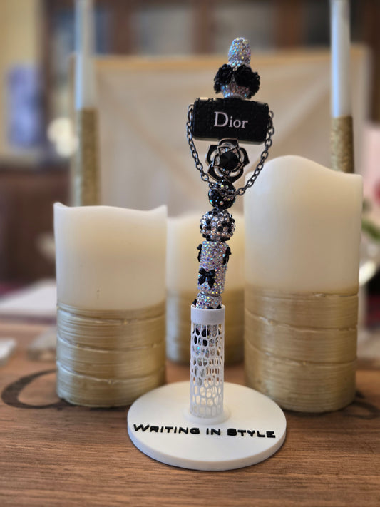 Collector's Parisian Noir Luxe Bag Beaded Pen – Classic Couture Style