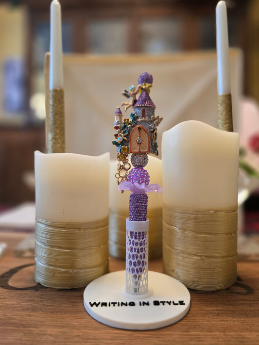 Collector's Enchanted Tower Luxe Beaded Pen – Whimsical Couture Fantasy