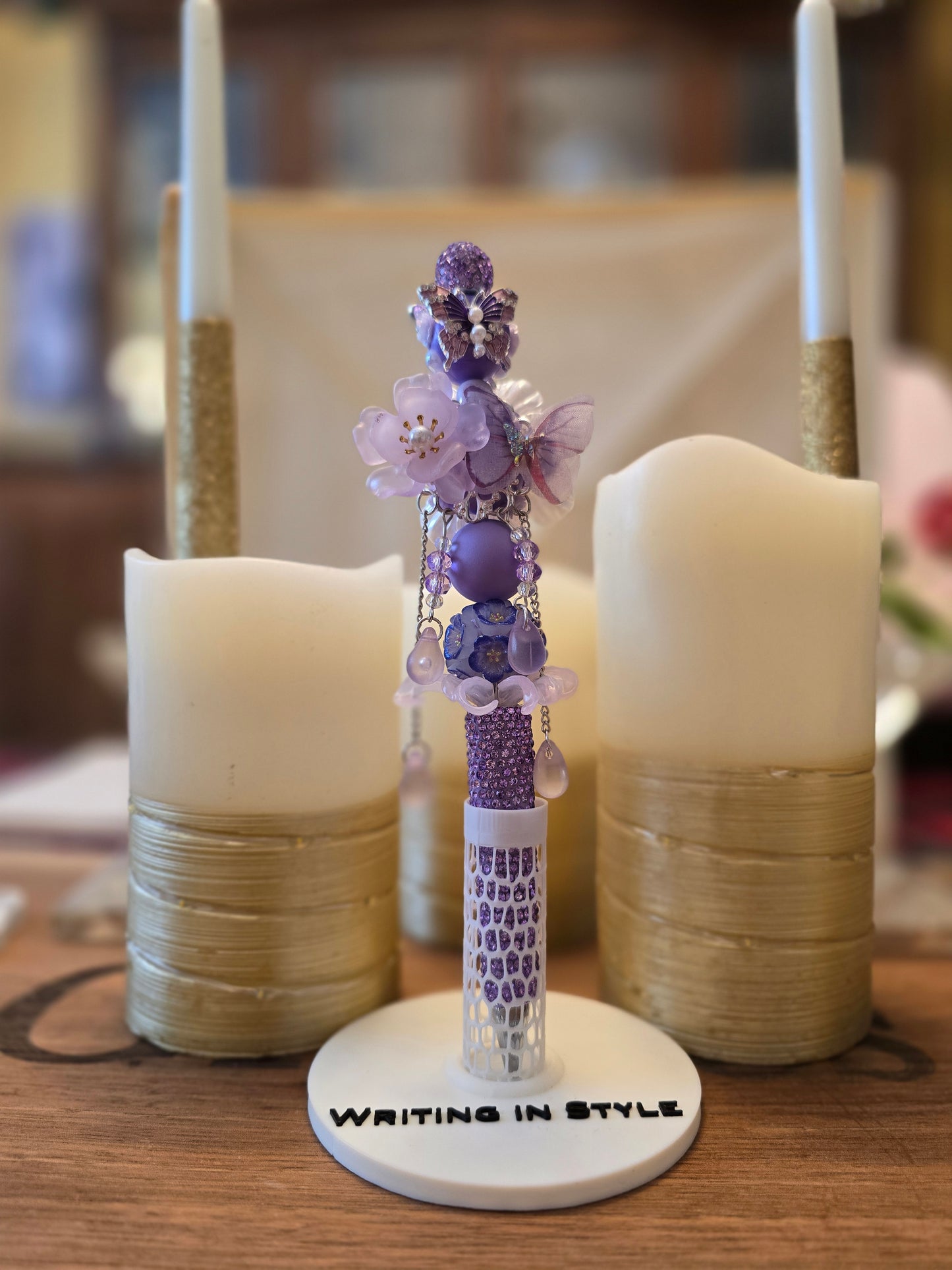 Collector's Amethyst Whisper Luxe Beaded Pen – Romantic Floral Couture