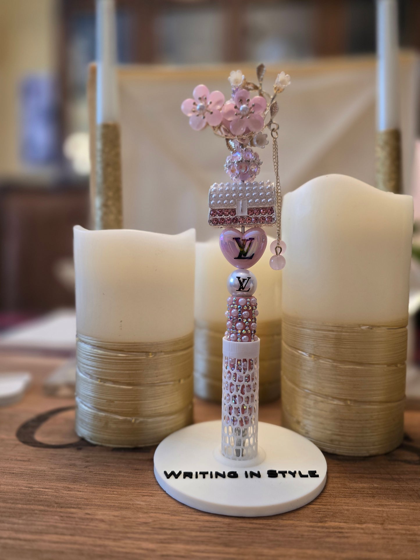 Collector's Blush Blossom Luxe Heart Beaded Pen – Romantic Couture