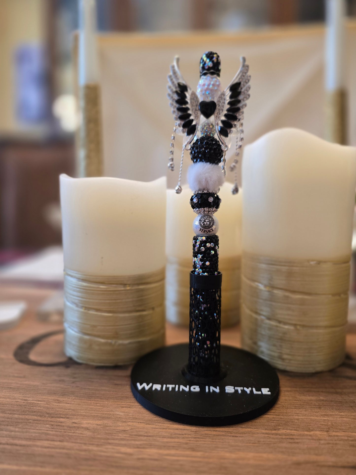 Collector's Noir Angel Wing Luxe Beaded Pen – Dramatic Couture