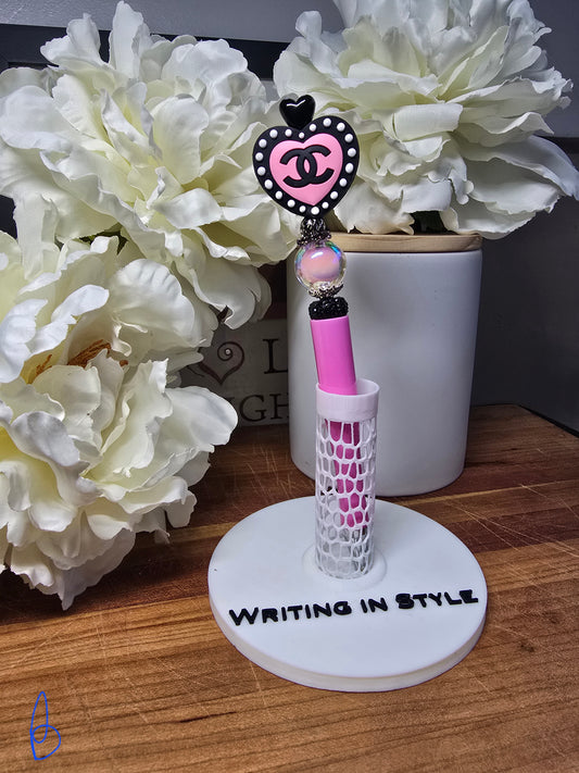 Pink Couture Heart Beaded Pen – Feminine Glam Statement Pen