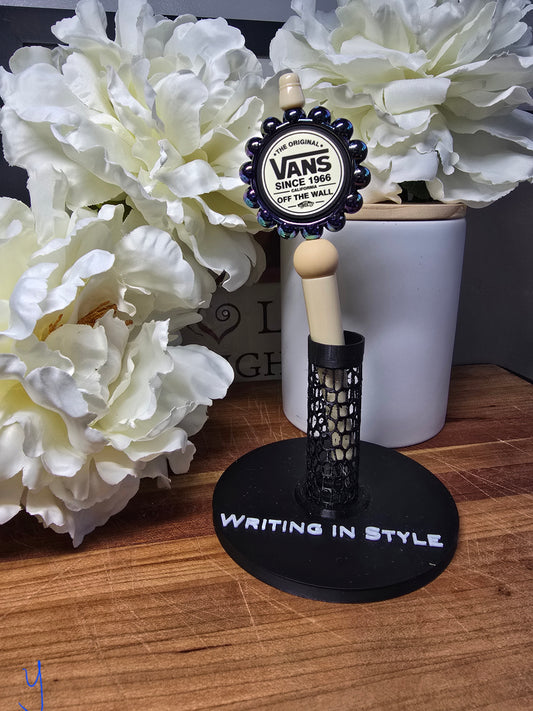 Black & Cream Street Luxe Beaded Pen – Street-Inspired Statement Pen