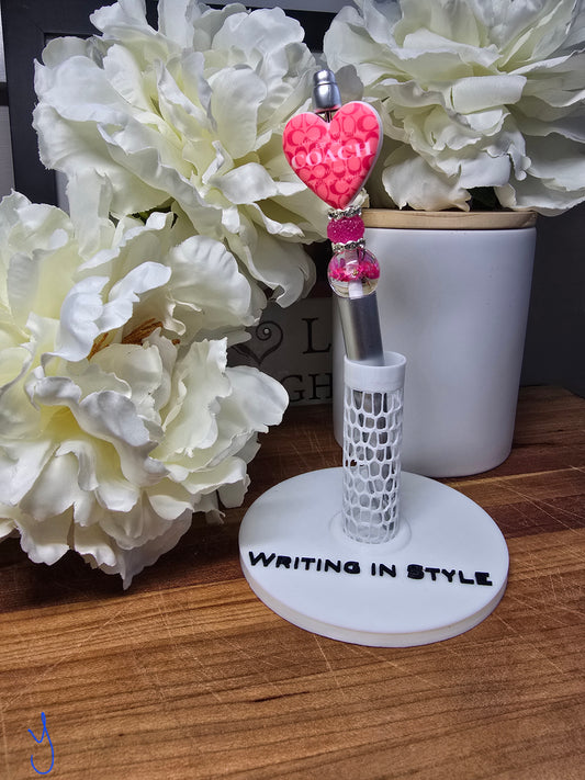 Pink Signature Heart Beaded Pen