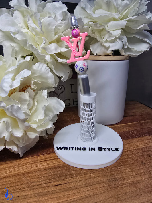 Petal Monogram Luxe Beaded Pen – Soft Pink Icon Design