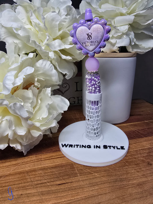 Lavender Boutique Heart Beaded Pen – Feminine Glam Gift
