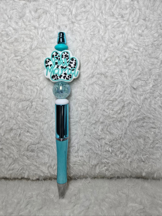 Fur Mama Beaded Pen – Teal Leopard