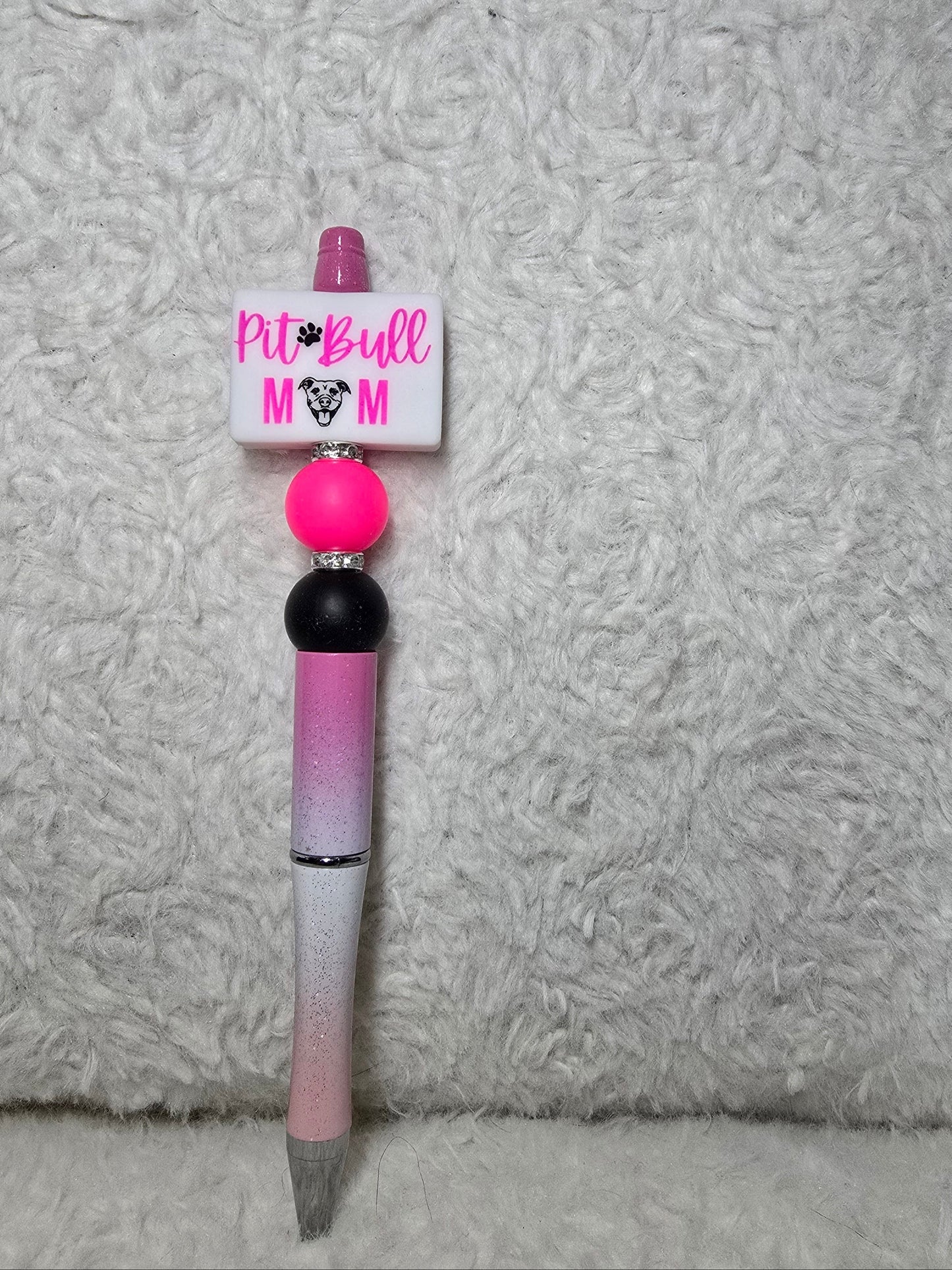 Pit Bull Mom Beaded Pen – Pink Ombre