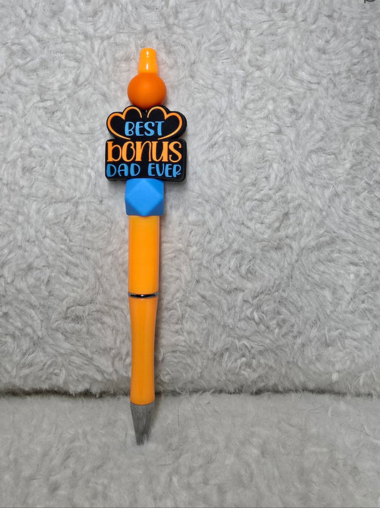 Best Bonus Dad Ever Beaded Pen – Bold & Bright