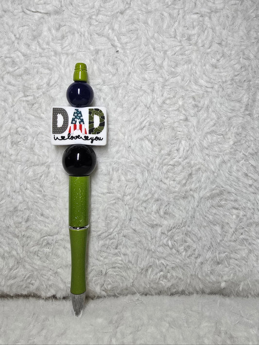 Dad, We Love You Beaded Pen – Green & Black
