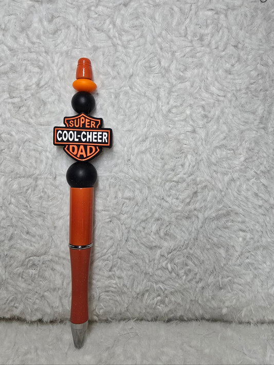 Super Cool Cheer Dad Beaded Pen – Orange & Black