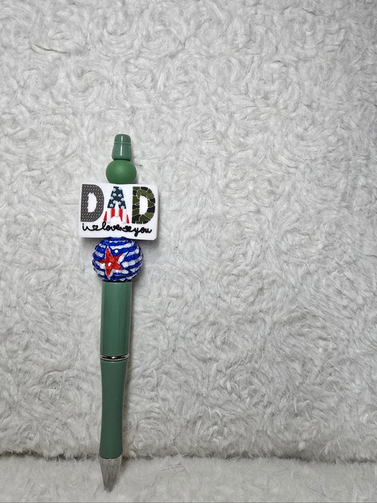 Dad, We Love You Beaded Pen – Patriotic Green