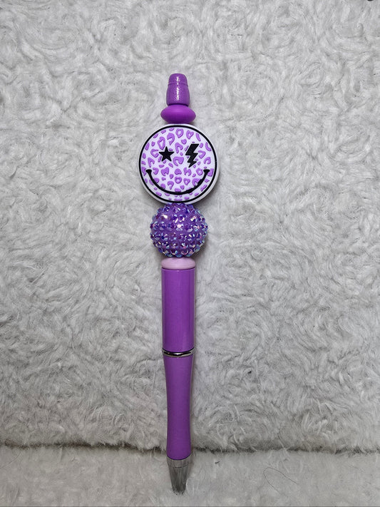 Purple Smiley Sparkle Pen